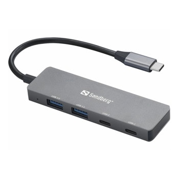USB хъб Sandberg 136-50, 4 порта, от USB Type-C към 2x USB 3.0 Type-A, 2x USB Type-C | JAR Computers USB хъб Sandberg 136-50