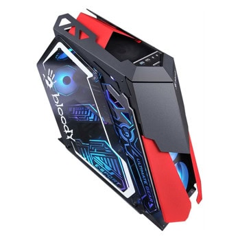 Кутия Bloody GN-30 Rogue, ATX/microATX/Mini-ITX, 1x USB 3.0, 5x 120mm RGB вентилатора, с прозорец, черна, без захранване | JAR Computers Bloody GN-30 Rogue