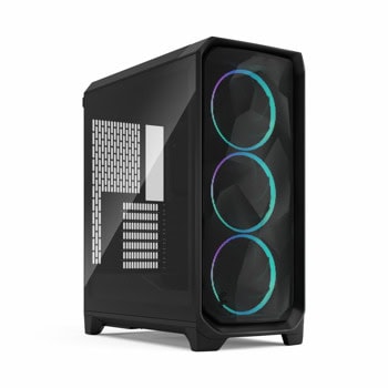 Кутия Fractal Design Meshify 3 Black RGB TG Light Tint, EATX/ATX/microATX/Mini-ITX, 2x USB 3.2 Gen 1 Type-A, 1x USB 3.2 Gen 2x2 Type-C, 3x 140mm RGB вентилатора, с прозорец, черна, без захранване | JAR Computers Fractal Design FD-C-MES3A-06