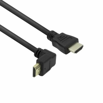 Кабел ACT AK3678, от HDMI(м) към HDMI(м), 2m, черен, 4K@60Hz, ъглов | JAR Computers ACT AK3678
