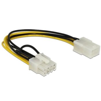 Захранващ кабел DeLock 83775, PCI-E 6pin(ж) към 8pin(м), 0.2m | JAR Computers Кабел DeLock PCI Express power 6 pin - 8 pin 83775