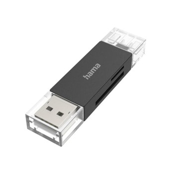 Четец за карти Hama 200127, USB 3.2 Gen 1, SD/SDHC/SDXC, microSD/microSDHC/microSDXC, черен image