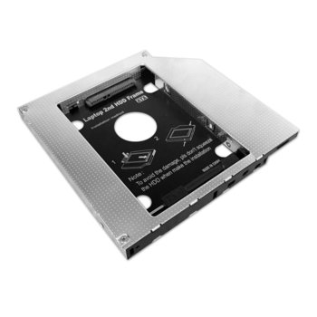 Преходник (mounting bracket) Makki 127 LS, DVD (12.7 mm) към SATA, за втори 2.5" HDD/SSD, сребрист | JAR Computers Makki Caddy MAKKI-CADDY-127-LS