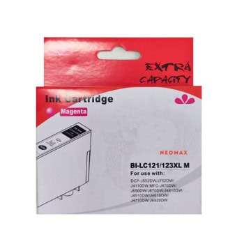 Касета за Brother MFC J470DW/J650DW/J870DW/J4410DW/J4510DW/J4610DW/J4710DW/J6920DW/J132W, DCP J552DW/J752DW/J4110DW - Magenta - BI-LC123XLM - Neomax - Неоригинална, Заб.: 10 ml капацитет | JAR Computers Касета за Brother BI-LC123XLM