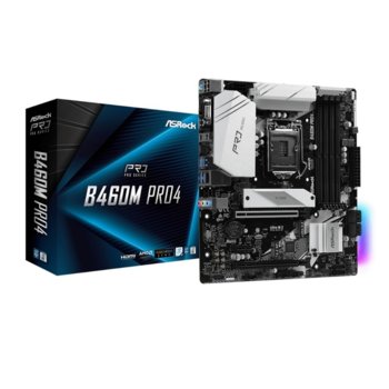 Дънна платка Asrock B460M PRO4 (липсва I/O панел), B460, LGA1200, DDR4, PCI-E 3.0, (HDMI&D-Sub&DP), CFX, 6x SATA 6Gb/s, 2x M.2 Socket, 1x USB 3.2 Gen1 Type-C, Micro ATX | JAR Computers Asrock B460M PRO4 (липсва I/O панел)