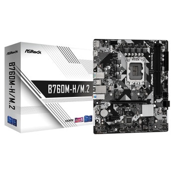Дънна платка ASRock B760M-H/M.2, B760, LGA1700, DDR5, PCI-E 4.0 (HDMI&DP), 2x M.2, 4x SATA 6Gb/s, 1x USB 3.2 Gen1 Type-C, 3x USB 3.2 Gen1, Micro ATX | JAR Computers Дънна платка ASRock B760M-H/M.2