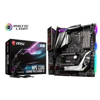 Дънна платка MSI MPG Z390 Gaming PRO Carbon AC, Z390, LGA1151, DDR4, PCI-E (DP&HDMI)(CF&SLi), 6x SATA 6Gb/s, 2x M.2, 1x USB-C 3.1 Gen2, Wi-Fi, Bluetooth, ATX | JAR Computers MSI MPG Z390 Gaming PRO Carbon AC