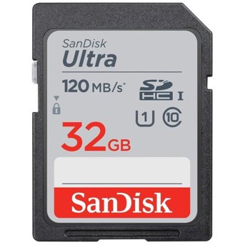 Карта памет 32GB SDXC, SanDisk Ultra (SDSDUN4-032-GN6IN), Class 10, скорост на четене 120MB/s | JAR Computers SanDisk SDSDUN4-032-GN6IN