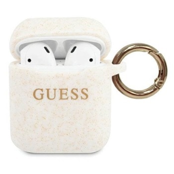 Защитен калъф Guess Silicone Glitter за Apple Airpods / Apple Airpods 2, бял | JAR Computers Guess Silicone Glitter GUACCSILGLWH