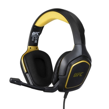Слушалки UFC black and gold gaming headset, с микрофон, гейминг, черни | JAR Computers Konix UFC black and gold gaming KX-UFC-GHB-UNIV