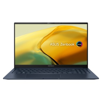 Лаптоп Asus Zenbook 15 OLED UM3504DA-MA731X (90NB1161-M00AX0)(син), осемядрен AMD Ryzen 7 7735U 2.7/4.75GHz, 15.6" (39.62cm) 2.8K OLED 120Hz дисплей, (HDMI), 16GB LPDDR5, 1TB SSD NVMe, 1x USB4, 1x USB 3.2 Gen 2 Type-C, Windows 11 Pro, 1.4kg | JAR Computers Лаптоп Asus Zenbook 15 OLED UM3504DA-OLED-MA731X