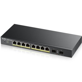 Суич ZyXEL GS1900-10HP, 1000Mbps, 10 порта, 8x 10/100/1000 BASE-T, 2x SFP | JAR Computers ZyXEL GS1900-10HP