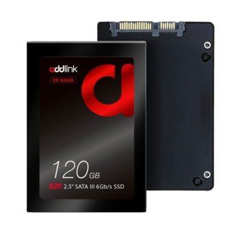 Памет SSD 120GB Addlink S20, SATA 6 Gb/s, 2.5" (6.35cm), скорост на четене до 510 MB/s, скорост на запис до 400 MB/s | JAR Computers Addlink 120GB S20 SATA III 6Gb/s 2.5in
