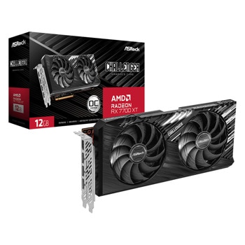 Видео карта AMD Radeon RX 7700 XT, 12GB, ASRock Challenger OC, PCI-E 4.0, GDDR6, 192-bit, DisplayPort, HDMI | JAR Computers ASRock AMD Radeon RX 7700 XT Challenger OC