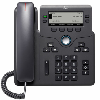 VoIP телефон Cisco 6841, 3.5" (8.89 cm) LCD дисплей, 4 линии, 2x 10/100/1000Base-T, черен image