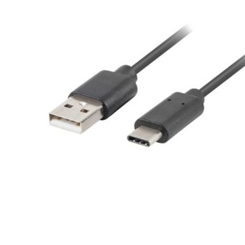 Кабел Lanberg CA-USBO-10CU-0005-BK, от USB Type A(м) към USB Type C(м), 0.5m, черен | JAR Computers Lanberg CA-USBO-10CU-0005-BK
