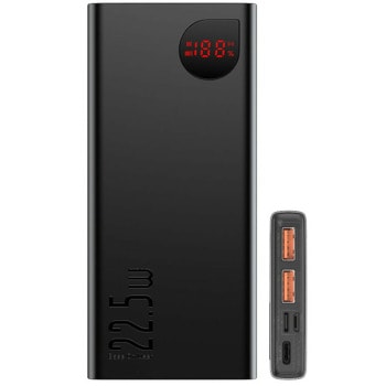 Външна батерия/power bank/ Baseus Adaman Overseas Edition 2021, 10000mAh, 22.5W, 1x USB-C, 2x USB-A, черна | JAR Computers Baseus Adaman Overseas Edition 2021 PPAD070001