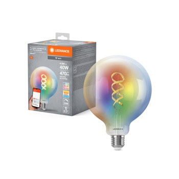 Смарт крушка Ledvance Filament Globe 40 Multicolour, E27, 4.8W, 470lm, регулируема (2700K-6500K), Wi-Fi, прозрачна | JAR Computers Ledvance Filament Globe 40 Multicolour E27