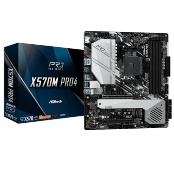 Дънна платка ASRock X570M Pro4, X570M, AM4, DDR4, PCIe 4.0 (HDMI&DP), CFX, 8x SATA 6Gb/s, 2x M.2, USB 3.2 Gen2, Micro ATX | JAR Computers ASRock X570M Pro4
