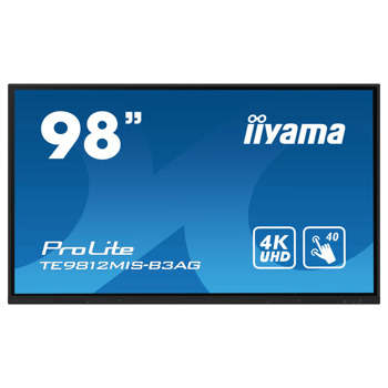 Тъч дисплей IIYAMA TE9812MIS-B1AG, 97.5" (247.65 cm), 4K/UHD IPS мулти-тъч дисплей, HDMI, VGA, USB, USB-C, RS232, Wi-Fi, Bluetooth, LAN | JAR Computers IIYAMA TE9812MIS-B3AG