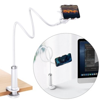 Поставка Ugreen Lazy Phone Holder With Flexible Shoulder, за телефони от 4" до 6.5", бяла | JAR Computers Ugreen Lazy Phone Holder With Flexible Shoulder