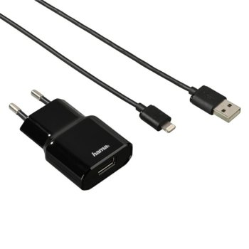 Зарядно устройство HAMA 119433, от контакт към Lightning(м), Lightning, 5 V/2.4 A, черно | JAR Computers HAMA от контакт към Lightning(м)