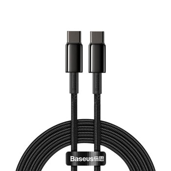 Кабел Baseus Tungsten Gold USB-C to USB-C Cable (CATWJ-A01), от USB C(м) към USB C(м), 2m, 100W, черен | JAR Computers Baseus Tungsten Gold USB-C to USB-C Cable