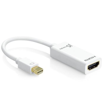 Адаптер j5create JDA159, от mini DisplayPort (м) към HDMI (ж), 0.125m, бял | JAR Computers j5create JDA159, mini DisplayPort към 4K HDMI