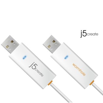Кабел j5create JUC400 Wormwhole, USB A(м) към USB А(м), 1.8m, бял | JAR Computers j5create JUC400 USB A(м) към USB А(м) 1.8m