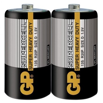 Батерия цинкова, GP SUPERCELL 13S-S2, D, R20, 1.5V, 2бр image