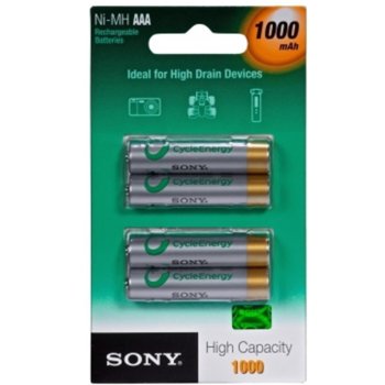 Акумулаторни батерии Sony NHAAAB4F, AAA, 1.2V, 1000mAh, 4бр. | JAR Computers Sony NHAAAB4F Rechargeable 4*1000
