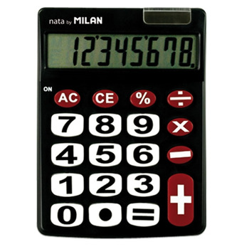 Калкулатор Milan 151708BL, 8 разряден дисплей, настолен, големи бутони, автоматично изключване, черен image
