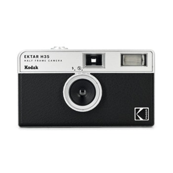 Фотоапарат Kodak Ektar H35(черен), аналогов за многократна употреба, съвместим с 35 mm цветен негатив или черно-бял филм, 22 mm обектив, 2-елементна оптична акрилна леща, светкавица, 1/100s скорост на затвора, 1x ААА батерия | JAR Computers Kodak Ektar H35 Black RK0101
