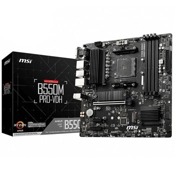 Дънна платка MSI B550M PRO-VDH, AM4, B550, DDR4, PCI-E 4.0(DP/HDMI/VGA), 4x SATA 6Gb/s, 2x M.2 Socket, 4x USB 3.2 Gen 1, Micro ATX | JAR Computers MSI B550M PRO-VDH