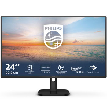 Монитор Philips 24E1N1100A/00, 23.8" (60.45cm) IPS панел, 100Hz, Full HD, 4ms, Mega Infinity DCR, 250cd/m2, HDMI, VGA | JAR Computers Philips 24E1N1100A/00