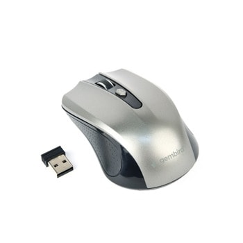 Мишка Gembird MUSW-4B-04-BG, оптична (1600 dpi), безжична, USB, черно/сиво image