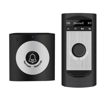 Аудиодомофон Meeyi W-H7, комплект приемник и предавател, работи като двупосочен домофон или като обикновен безжичен звънец, черен image