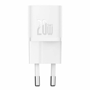 Зарядно устройство Baseus GaN5 Mini (CCGN050102), от контакт към USB-C(ж), 20W, бяло | JAR Computers Baseus GaN5 20W Mini CCGN050102