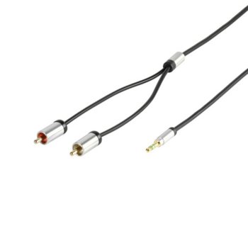 Аудио кабел Vivanco PRE 352R 25, 2x чинч(м) към 3.5mm стерео jack, 2.5м. черен | JAR Computers Vivanco PRE 352R 25 41203