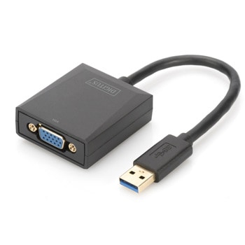 Адапртер DIGITUS DA-70840, от USB A(м) към VGA(ж), up to 1080p, черен | JAR Computers адаптер usb към vga digitus da 70840