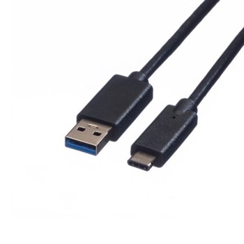Кабел Roline 11.02.9010, USB 3.0 type A към USB 3.0 type C, 0.5m, черен | JAR Computers Cable USB3.1 A-C M/M 0.5m Roline 11.02.9010