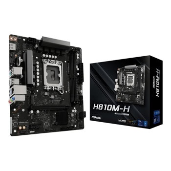 Дънна платка ASRock H810M-H, H810, LGA1851, DDR5, PCI-E 4.0(HDMI), 4x SATA 6Gb/s, 1x M.2 slots, 4 x USB 3.2 Gen1 Type-A, Micro ATX | JAR Computers ASROCK H810M-H