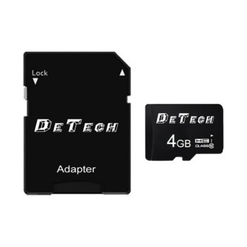 Карта памет 4GB SDHC-I, с адаптер, DeTech, Class 10 | JAR Computers DeTech Micro SDHC-I 4GB