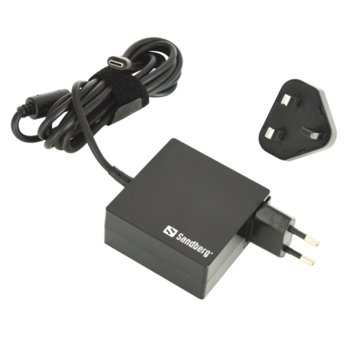 Захранване (заместител) Sandberg 135-72, универсално, 20.3V/3A/65W, USB-C, EU+UK | JAR Computers Захранване Sandberg 135-72 USB Type C