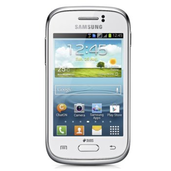 Samsung GALAXY Young Duos (GT-S6312), бял, 3.27"(8,3cm), 1 GHz Cortex-A5, 0.768GB RAM, 4GB памет, (microSD слот), 3.0 MPix, Android OS, v4.1.2 Jelly Bean | JAR Computers Samsung GALAXY Young Duos GT-S6312 White