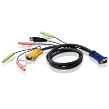 KVM кабел ATEN 2L-5301U, HD15 M + USB type A M + 2 Audio Plugs >> SHDB15 M + 2 Audio Plugs, 1.2 м. | JAR Computers ATEN 2L-5301U