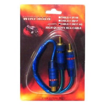 Кабел Royal CABLE-Y 2M-1F HQ, от 2x RCA(м) към 1x RCA(ж), 0.2m, син | JAR Computers Royal CABLE-Y 2M-1F HQ 21003238