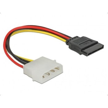 Захранващ кабел DeLock 60100, Molex 4pin(м) към SATA 15pin(м), 0.12m | JAR Computers DeLock Molex 4 pin - SATA 15 pin 60100