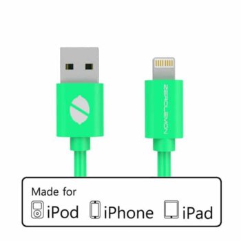 Кабел ZeroLemon USB A(м) към USB Lightning, 2m, зелен | JAR Computers ZeroLemon USB A to USB Lightning 2m Y322