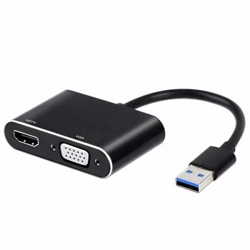 Докинг станция DeTech, от USB-A към 1x HDMI, 1x VGA, черна | JAR Computers DeTech USB 3.0 to HDMI+VGA 17843